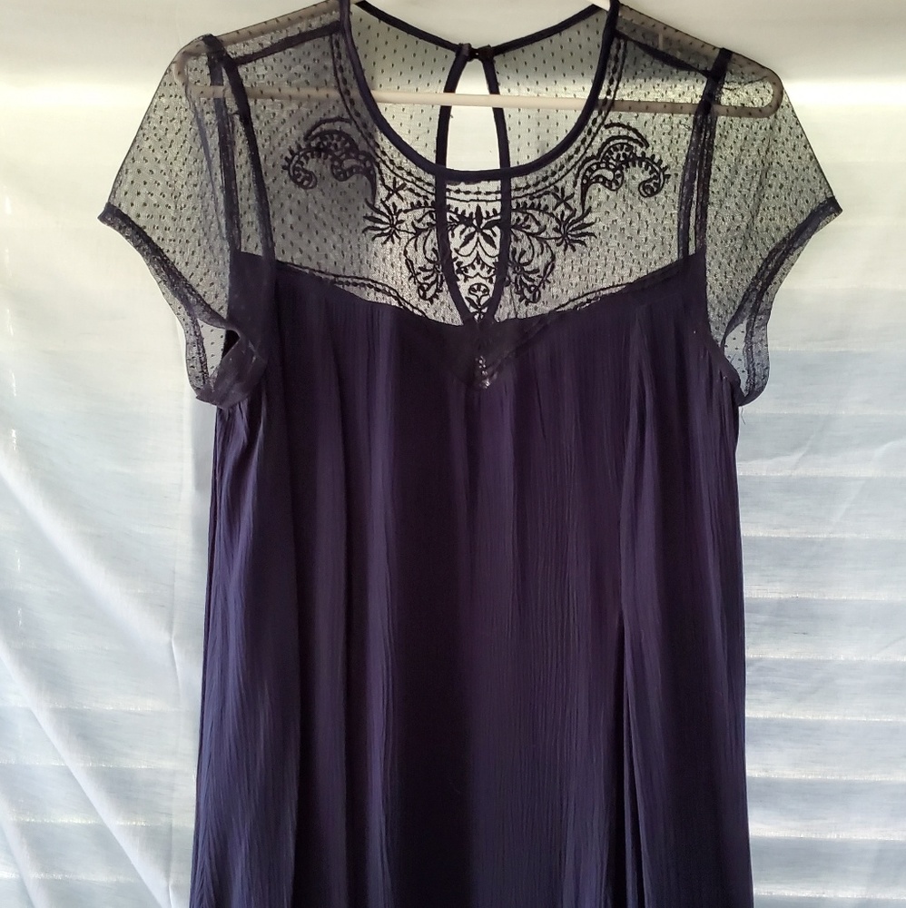 Navy Blue Sheer top Dress
